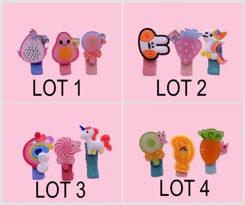 ENFANT - LOT de 3 Barrettes Pinces à Cheveux SILICONE - Personnage Dessin Animé - Licorne