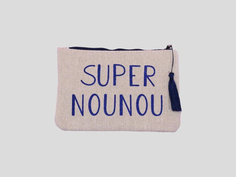 Pochette Trousse - Super Nounou - Cadeau Naissance - Nourrice - Assistante Maternelle - Garde Enfant