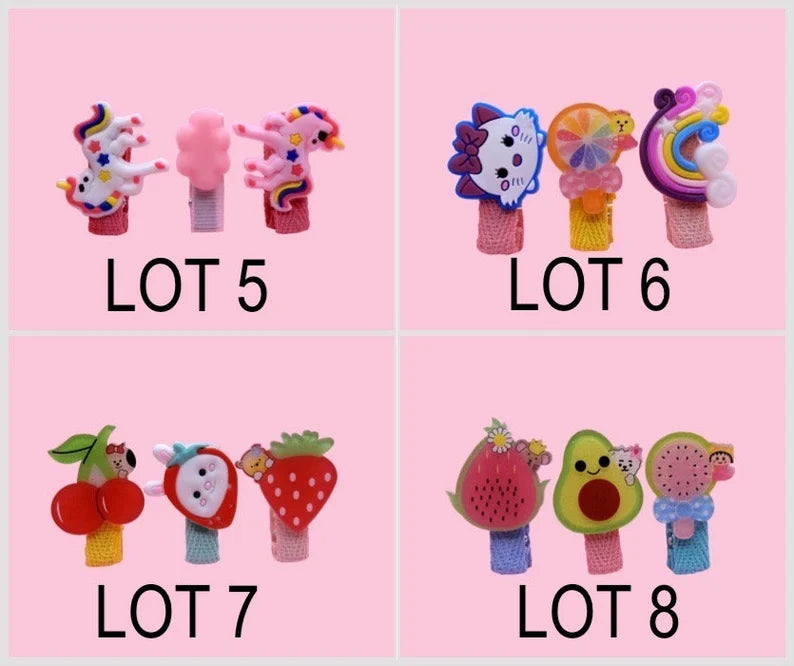 ENFANT - LOT de 3 Barrettes Pinces à Cheveux SILICONE - Personnage Dessin Animé - Licorne