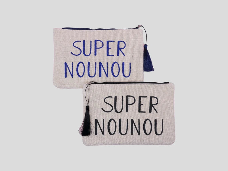 Pochette Trousse - Super Nounou - Cadeau Naissance - Nourrice - Assistante Maternelle - Garde Enfant