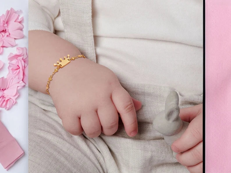 Bracelet Couronne pour Bébé ou Enfants - Acier Inoxydable - Prince Princesse - Mignon