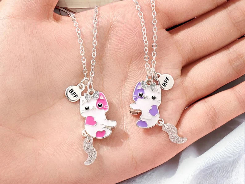 Lot de 2 Colliers D'amitié Aimanté - Chats - BFF - Best Friends Forever - Fantaisie - Pendentif Aimanté - Amitié
