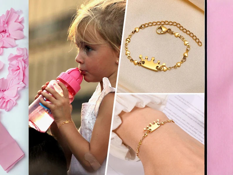 Bracelet Couronne pour Bébé ou Enfants - Acier Inoxydable - Prince Princesse - Mignon