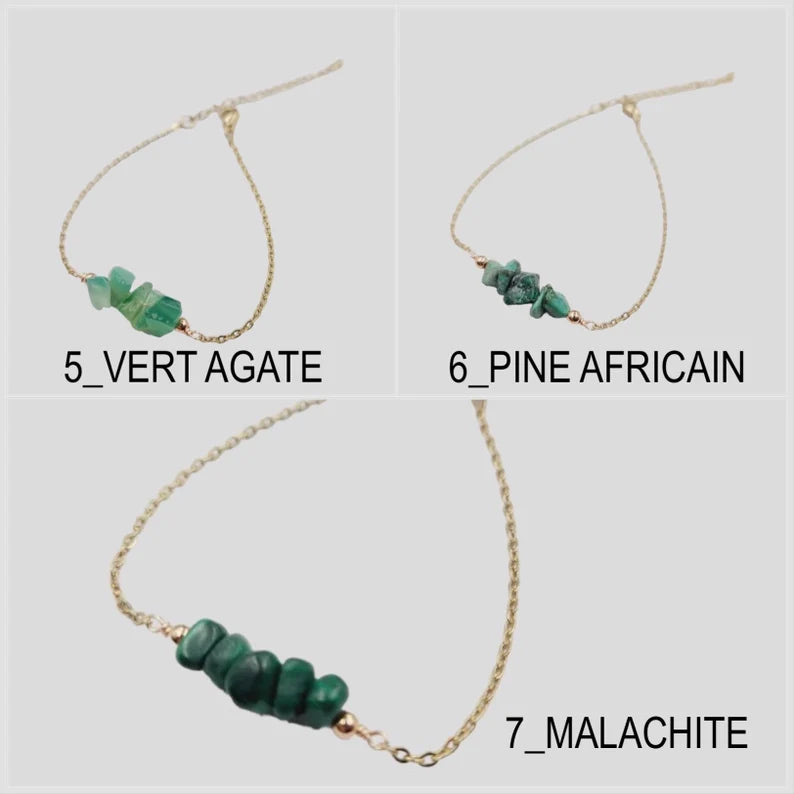 Bracelet Pierre Naturelle - Bracelet Maillons - Lapis Lazuli Oeil tigre Améthyste Citrine Quartz Opale Rose Bleu Agate