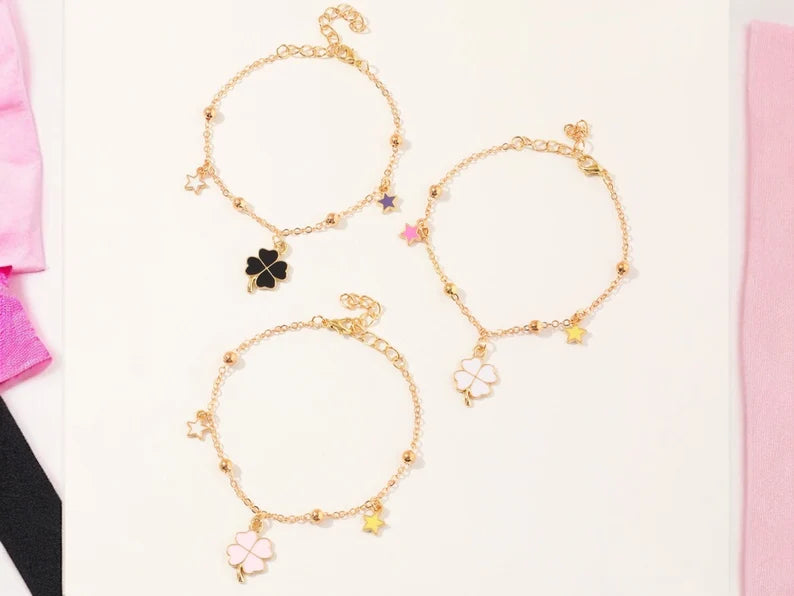 Bracelet Trèfle à 4 Feuilles - Étoile - Fantaisie - Mignon
