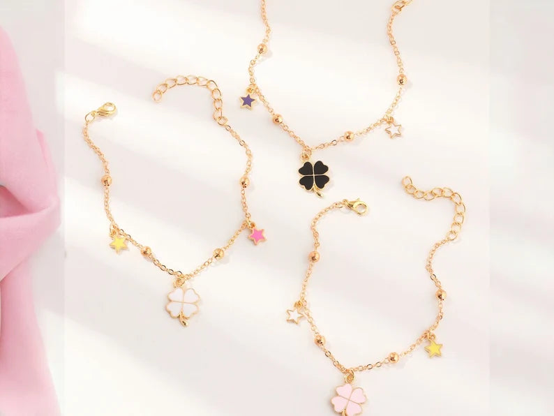 Bracelet Trèfle à 4 Feuilles - Étoile - Fantaisie - Mignon