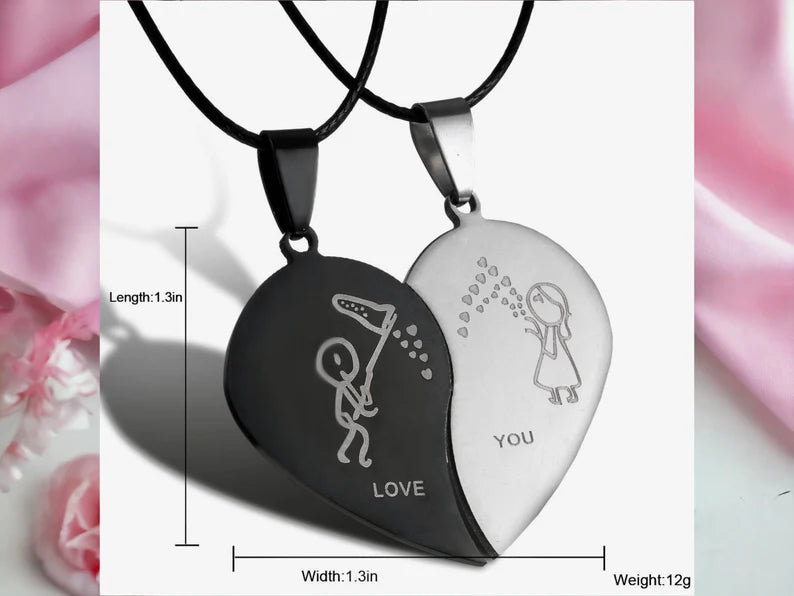 Lot de 2 Colliers D'amitié Couple Amoureux - Coeur - BFF - Best Friends Forever - Amitié - Mignon