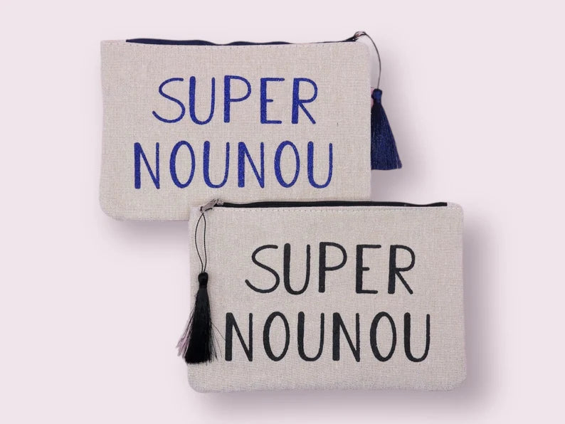 Pochette Trousse - Super Nounou - Cadeau Naissance - Nourrice - Assistante Maternelle - Garde Enfant