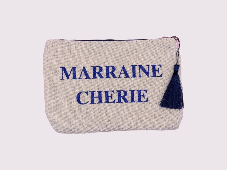 Pochette Trousse - Ma marraine chérie - Cadeau Naissance