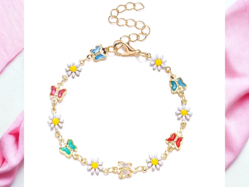 Bracelets Adultes Fleurs Marguerites - Mignon - Alliage Plaqué Or
