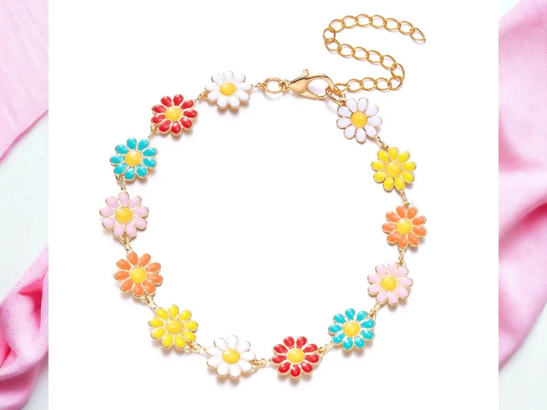 Bracelets Adultes Fleurs Marguerites - Mignon - Alliage Plaqué Or