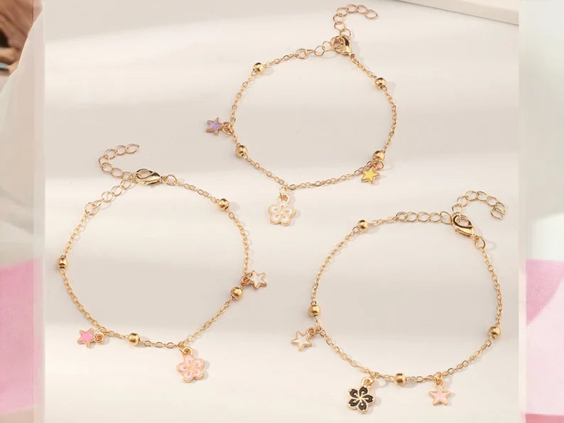 Bracelet Fleurs Etoiles - Fantaisie - Mignon