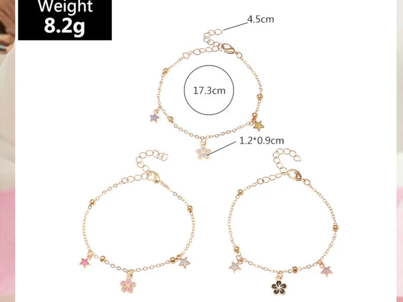 Bracelet Fleurs Etoiles - Fantaisie - Mignon