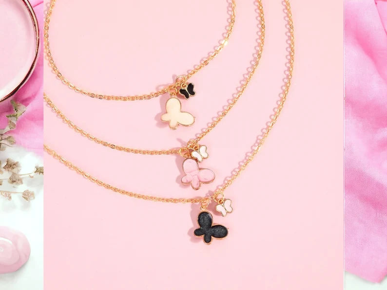 Collier Papillons Doré - Mignon - Alliage