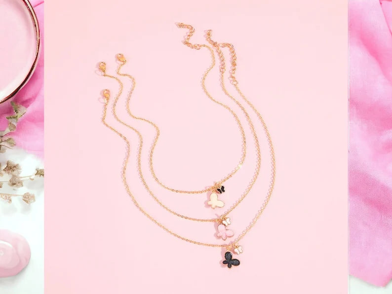 Collier Papillons Doré - Mignon - Alliage