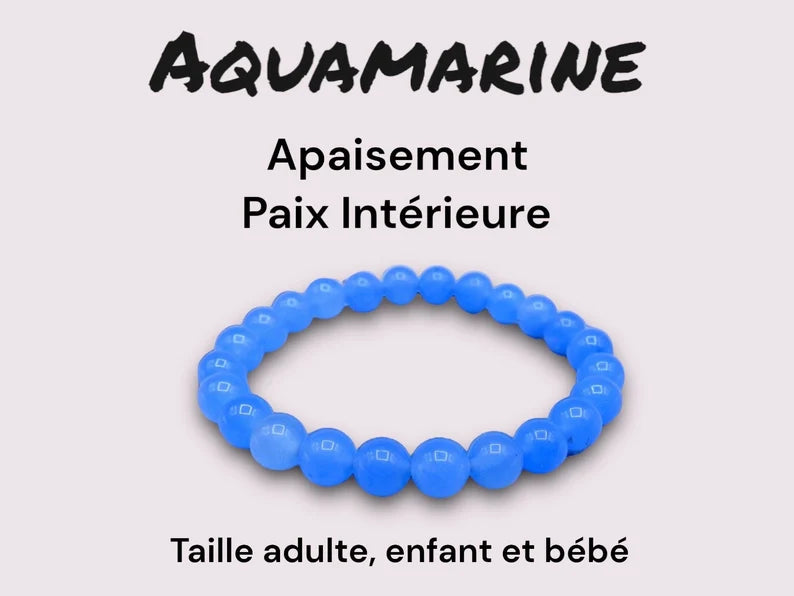 Bracelet Pierre Naturelle - Aquamarine - Apaisement Paix Intérieure