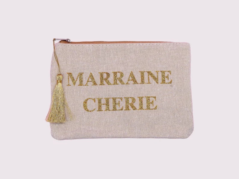 Pochette Trousse - Ma marraine chérie - Cadeau Naissance