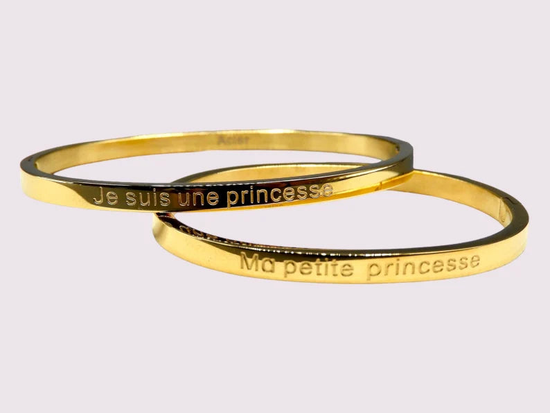 Duo de Bracelets Maman Fille - Maman d'amour - Bébé d'amour - Petite Princesse - Telle Mère Telle Fille - Acier Inoxydable