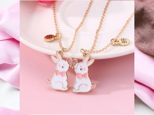 Lot de 2 Colliers ou Bracelets BFF - Lapins Aimantés - Best Friends Forever