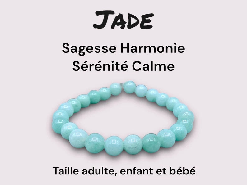 Bracelet Pierre Naturelle - Jade - Sagesse Harmonie Sérénité Calme