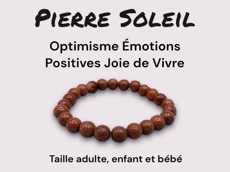 Bracelet Pierre Naturelle - Pierre de Soleil - Optimisme Emotions Positives Joie de Vivre