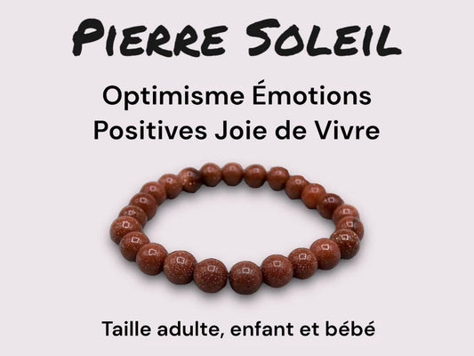 Bracelet Pierre Naturelle - Pierre de Soleil - Optimisme Emotions Positives Joie de Vivre