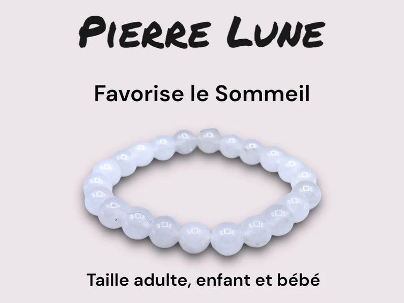 Bracelet Pierre Naturelle - Pierre de Lune - Favorise le Sommeil