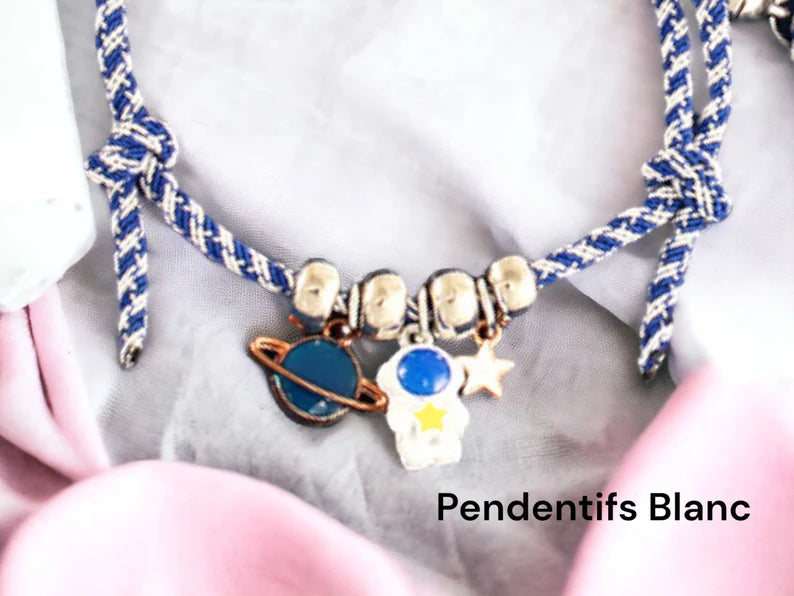 Lot de 2 Bracelets D'amitié Cordon Réglable - Astronaute Planète - BFF - Best Friends Forever - Boule Aimantée - Amoureux Couple Amitié