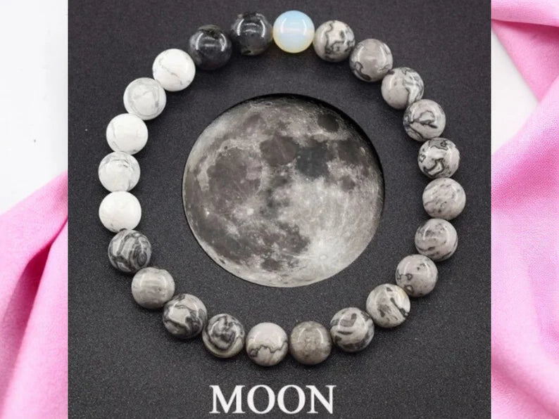 Bracelet Pierre Naturelle - Mode Planètes Système Solaire Perlé