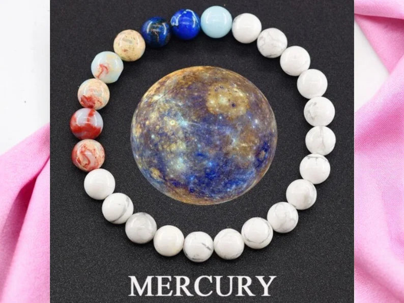Bracelet Pierre Naturelle - Mode Planètes Système Solaire Perlé