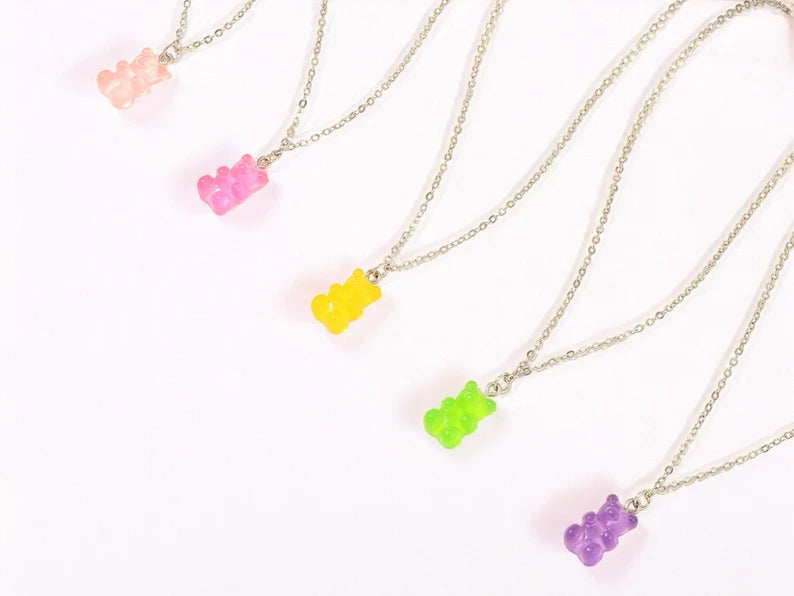 Collier Ourson Bonbon Résine Coloré Bohème