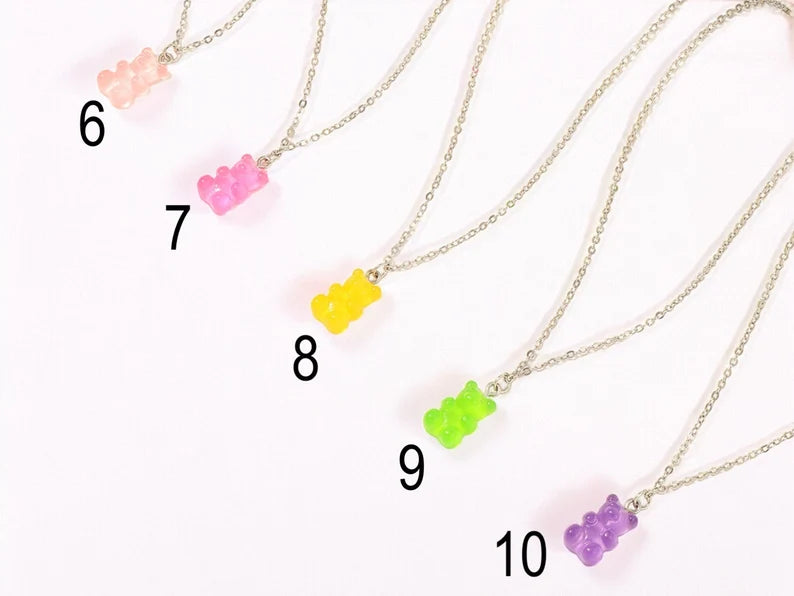 Collier Ourson Bonbon Résine Coloré Bohème