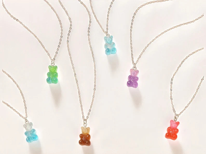Collier Ourson Bonbon Résine Coloré Bohème