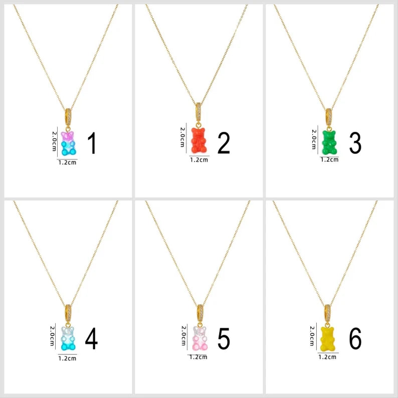 Collier Ourson Bonbon Translucide ou Opaque - Acier Inoxydable Doré Zircon