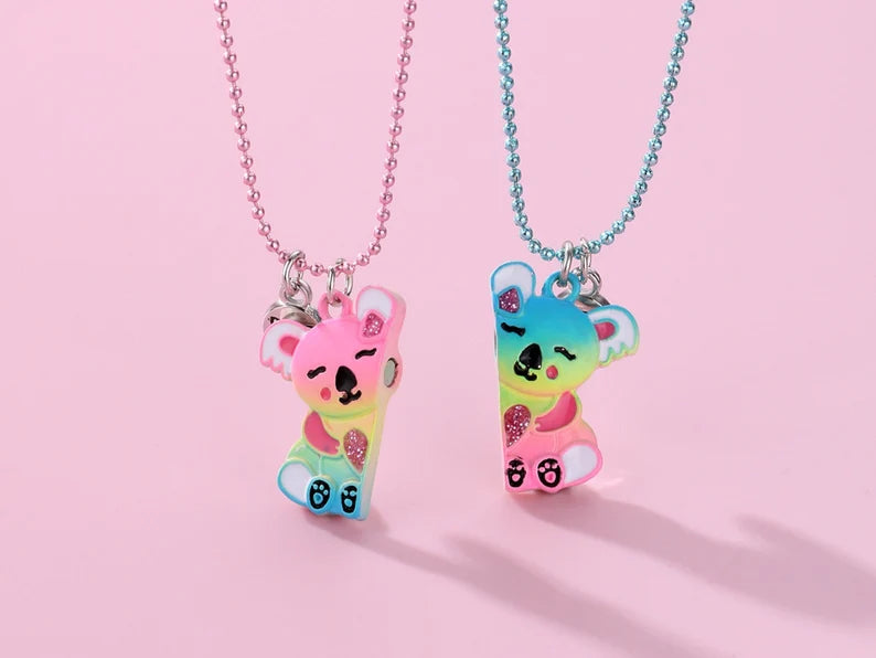 Lot de 2 Colliers D'amitié Aimanté - Koala - Couleur Bonbon - BFF - Best Friends Forever - Fantaisie - Pendentif Aimanté - Amitié