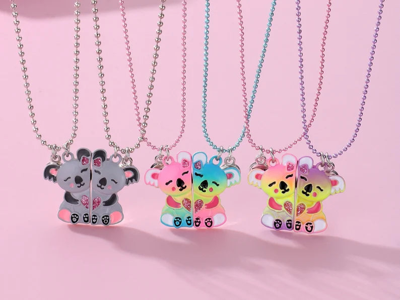 Lot de 2 Colliers D'amitié Aimanté - Koala - Couleur Bonbon - BFF - Best Friends Forever - Fantaisie - Pendentif Aimanté - Amitié
