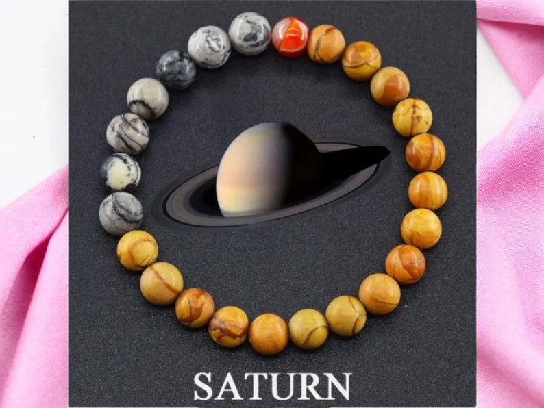 Bracelet Pierre Naturelle - Mode Planètes Système Solaire Perlé