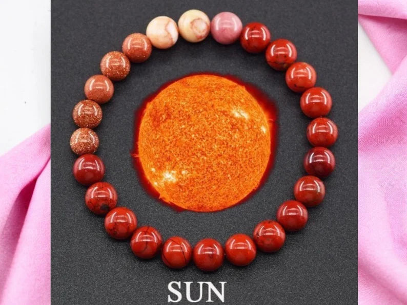 Bracelet Pierre Naturelle - Mode Planètes Système Solaire Perlé