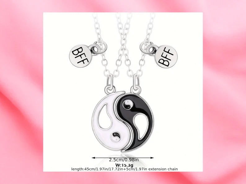 Lot de 2 Colliers D'amitié - Ying Yang - BFF - Best Friends Forever Amoureux Couple Amitié - collier Pendentif à Partager