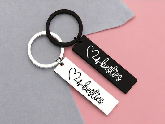 Lot de 2 Porte Clés - Message Besties - Meilleures Amies - BFF - Best Friend Forever - Pendentif Sac - Amitié