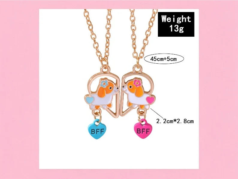 Lot de 2 Colliers D'amitié - Chiots - BFF - Best Friends Forever - Amitié - Chien - Cœur - Mignon