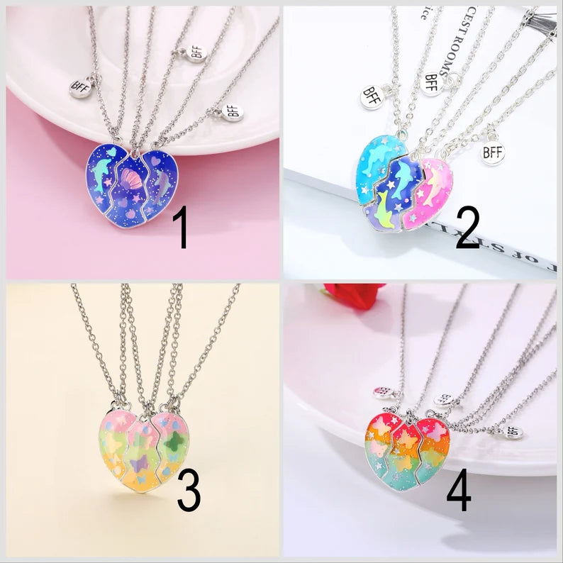 Lot de 3 Colliers D'amitié Aimanté - Coeur Dauphin Papillon - BFF - Best Friends Forever - A Partager - Mignon - Amitié