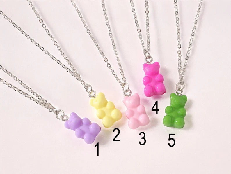 Collier Ourson Bonbon Résine Coloré Bohème