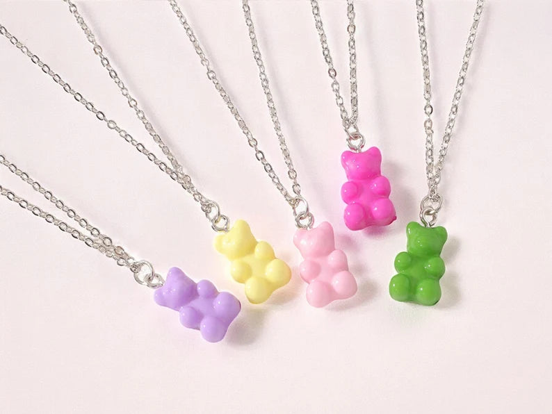 Collier Ourson Bonbon Résine Coloré Bohème