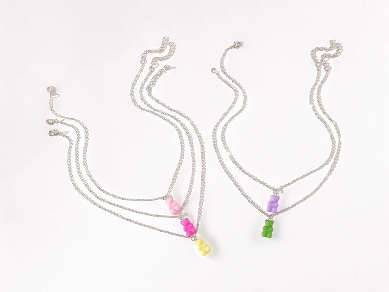 Collier Ourson Bonbon Résine Coloré Bohème