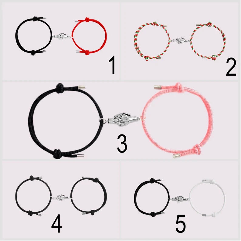 Lot de 2 Bracelets D'amitié Cordon Réglable - Mains Aimantés - BFF - Best Friends Forever - Amoureux - Couple Amitié