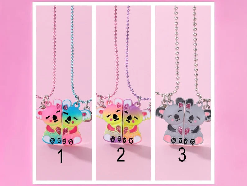 Lot de 2 Colliers D'amitié Aimanté - Koala - Couleur Bonbon - BFF - Best Friends Forever - Fantaisie - Pendentif Aimanté - Amitié