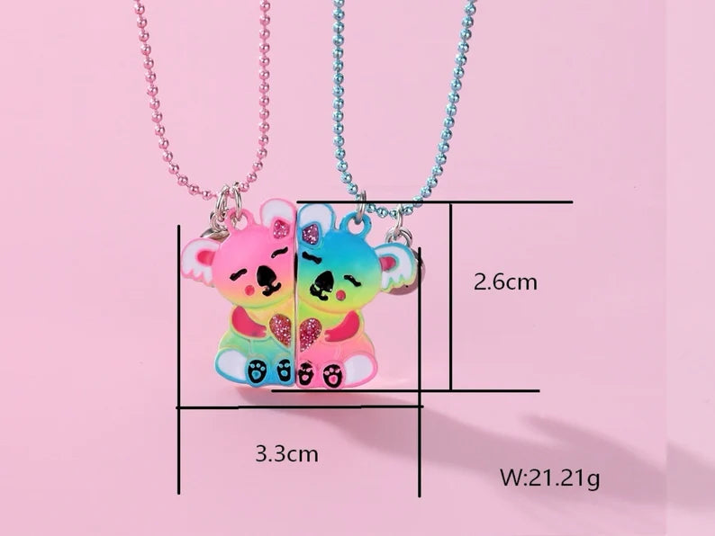 Lot de 2 Colliers D'amitié Aimanté - Koala - Couleur Bonbon - BFF - Best Friends Forever - Fantaisie - Pendentif Aimanté - Amitié