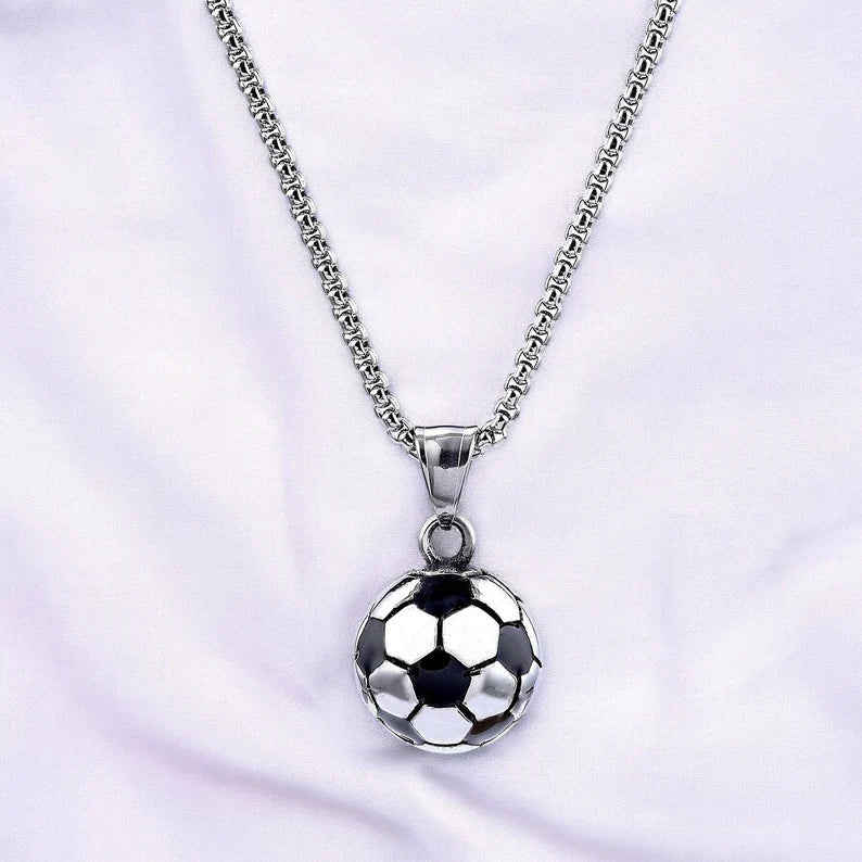 Chaine Ballon Football Avec Carte dans Boîte Cadeau - A mon Fils Incroyable - Famille Parents Enfant Garçon - Acier Inoxydable - Pendentif Ballon Père Fils Mère