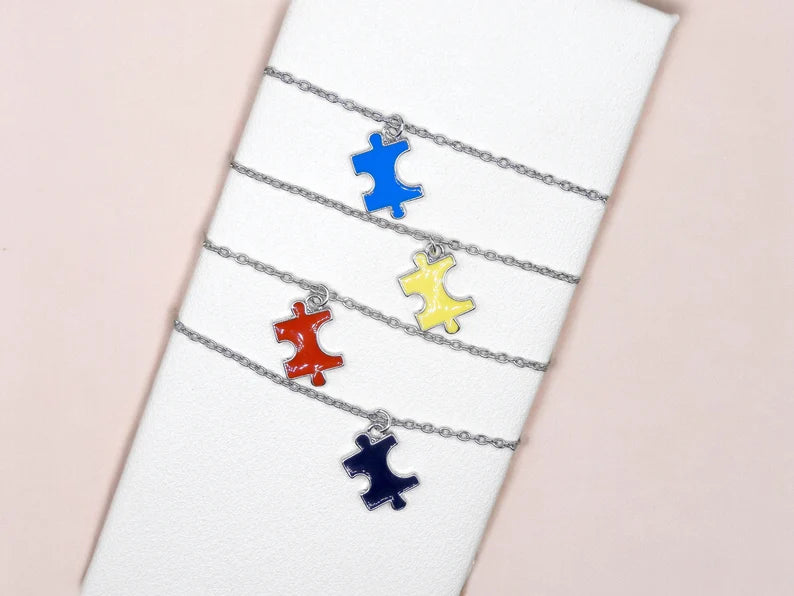 Lot de 4 Colliers D'amitié - Puzzle - BFF - Best Friends Forever - Amitié - Pendentif et Chaine Argenté À Partager